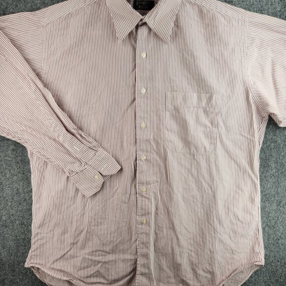 Gitman Bros 16.5 34 Point Collar Red Striped Long Sleeve Button Up Shirt Cotton - Picture 2 of 16